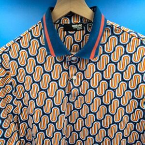 Murano Liquid Luxury Polo Shirt‎ XL Slim Fit 100% Cotton Retro Geometric Print